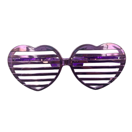Gözlük Plastik Büyük Kalp Desenli Lila - 