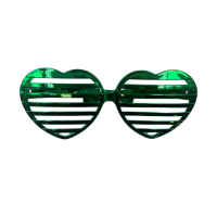 Gözlük Plastik Büyük Kalp Desenli Yeşil - 1