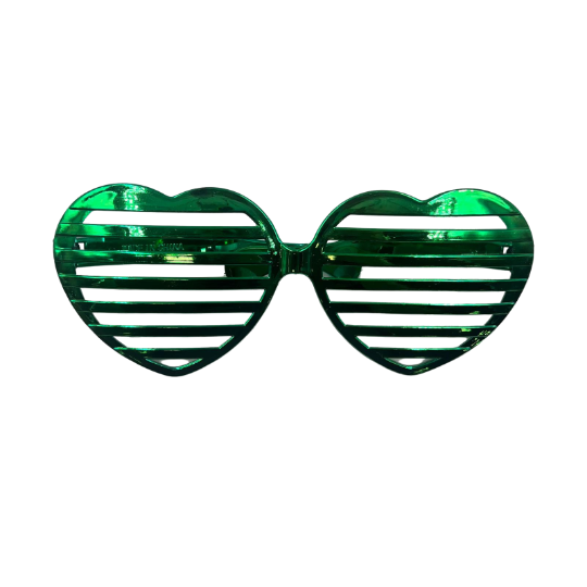 Gözlük Plastik Büyük Kalp Desenli Yeşil - 