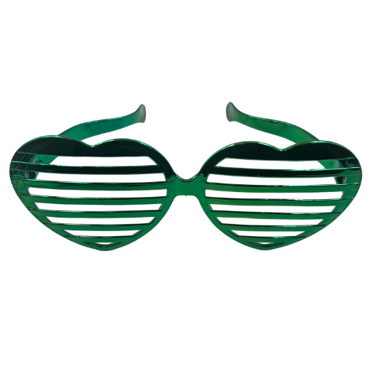 Gözlük Plastik Büyük Kalp Desenli Yeşil - 2
