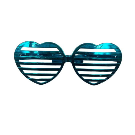 Gözlük Plastik Büyük Kalp Desenli Mavi - 