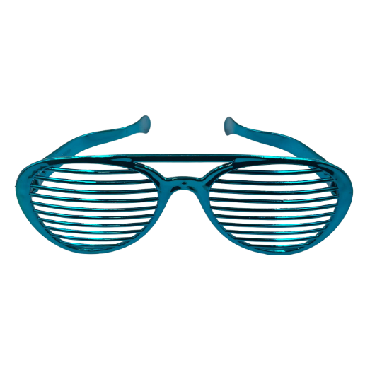 Gözlük Plastik Büyük Nostalji Panjur Desenli Mavi - 