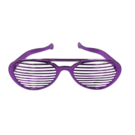 Gözlük Plastik Büyük Nostalji Panjur Desenli Lila - 