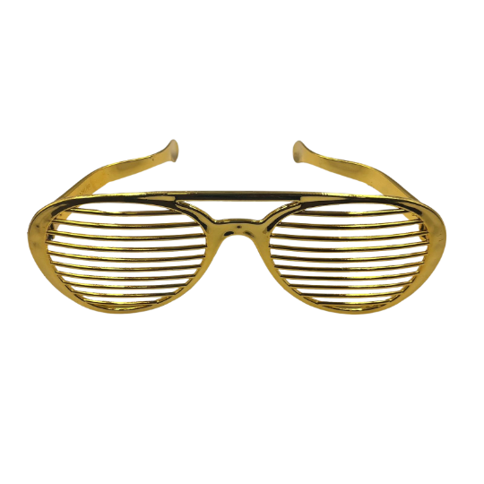 Gözlük Plastik Büyük Nostalji Panjur Desenli Altın - 