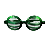 Gözlük Plastik Büyük Panjur Desenli Yeşil - 1