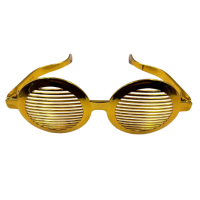 Gözlük Plastik Büyük Panjur Desenli Altın - 2