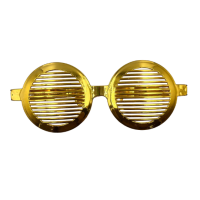 Gözlük Plastik Büyük Panjur Desenli Altın - 1