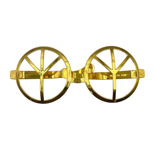 Gözlük Plastik Büyük Barış Desenli Altın - 2