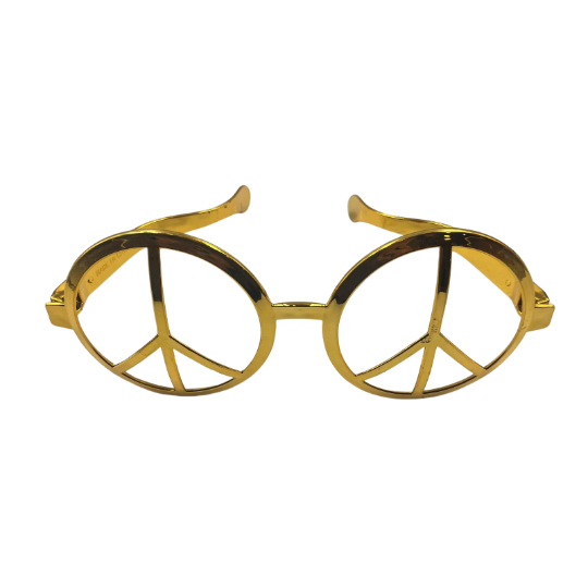 Gözlük Plastik Büyük Barış Desenli Altın - 