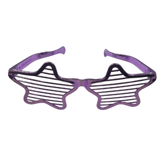 Gözlük Plastik Büyük Yıldız Desenli Lila - 