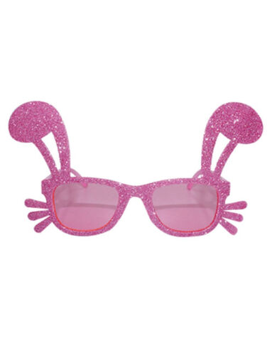 Gözlük Tavşan Kulaklı Simli Pembe - 