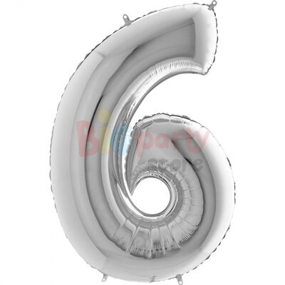 Folyo Balon Grabo 100 Cm Gümüş Rakam 6 - 