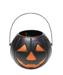 Halloween Bal Kabağı Mumluk Tekli 10 Cm Siyah - 1