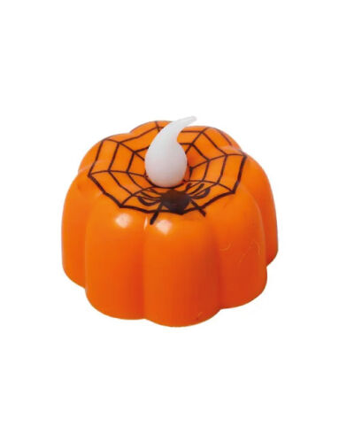 Halloween Baskılı Ledli Tealight Mum Örümcek Baskılı - 