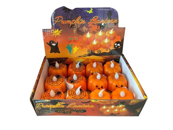 Halloween Baskılı Ledli Tealight Mum Örümcek Baskılı - 3