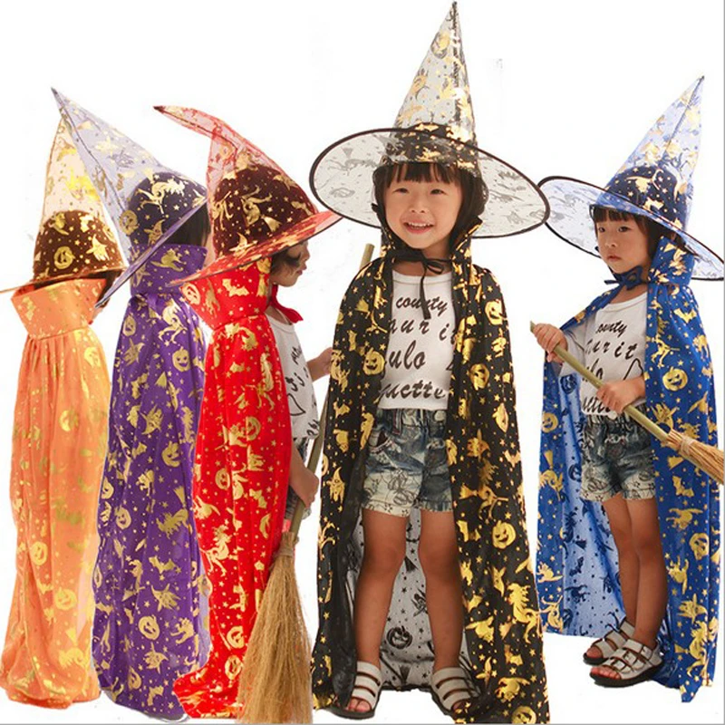 Halloween Çocuk Pelerin Şapka Set Renkli 80 cm - 1