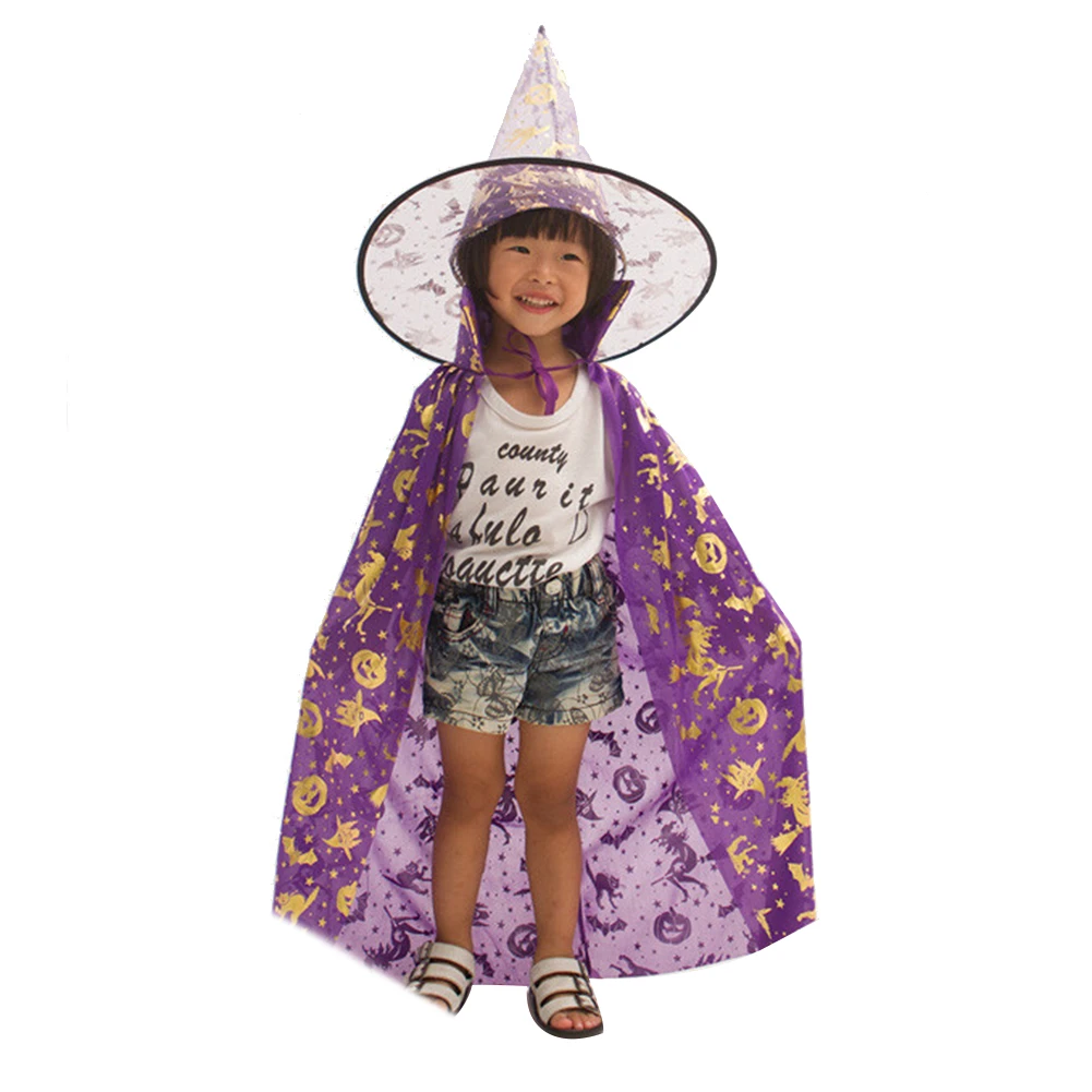 Halloween Çocuk Pelerin Şapka Set Renkli 80 cm - 3