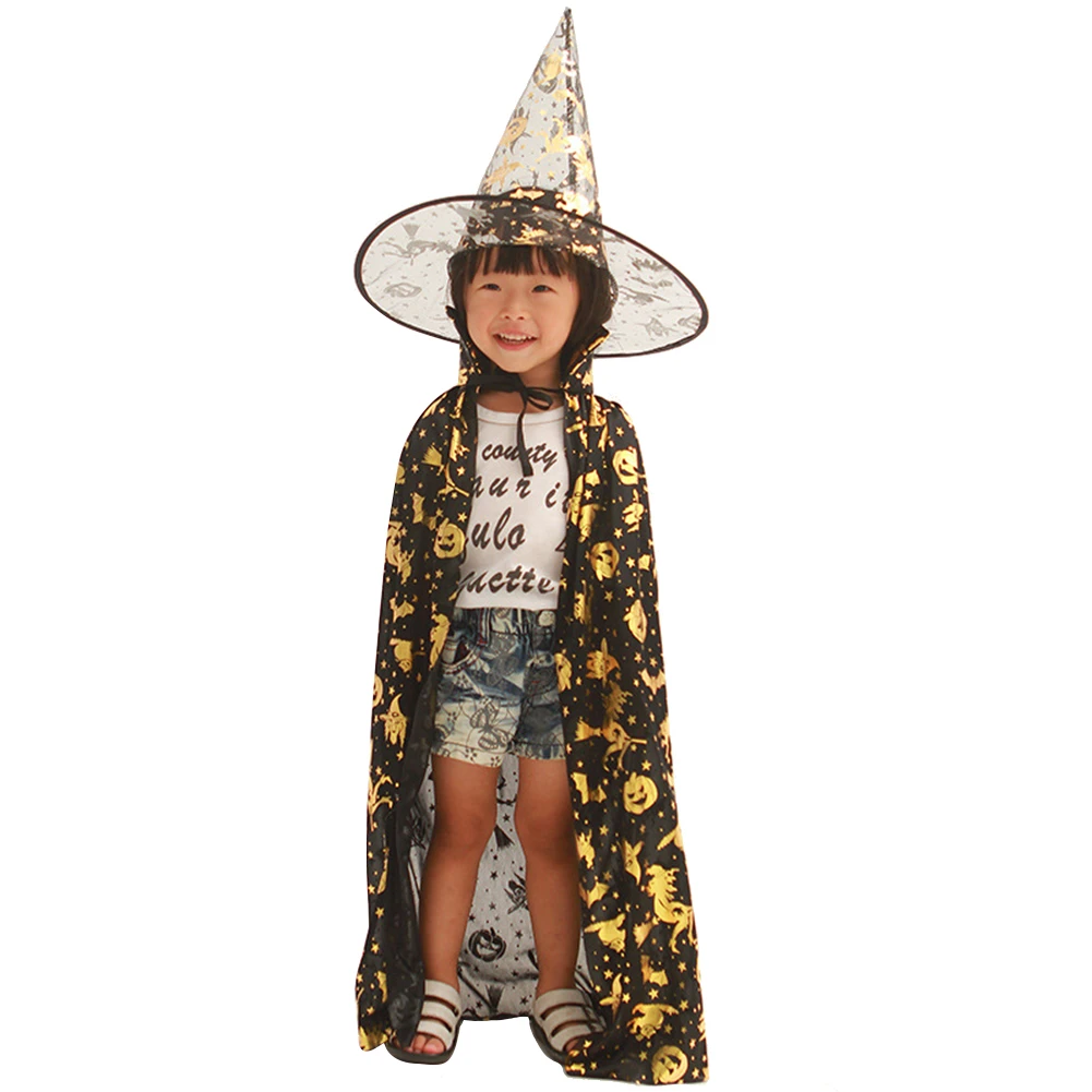 Halloween Çocuk Pelerin Şapka Set Renkli 80 cm - 7