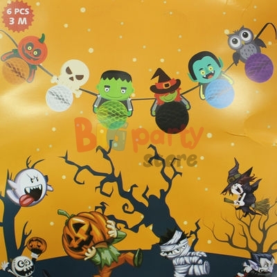 Halloween Figürlü Petek Süs 6 Parça 3 Metre - 3