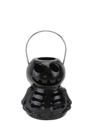 Halloween Işıklı Fener İskelet 8 Cm Siyah - 1