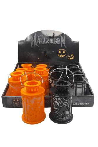 Halloween Işıklı Fener Silindir Model 10 Cm 12 Parça - 