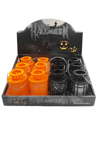 Halloween Işıklı Fener Silindir Model 10 Cm 12 Parça - 2