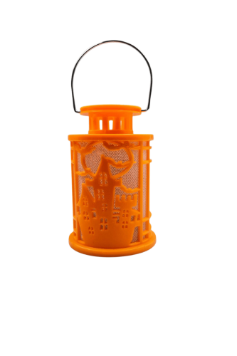 Halloween Işıklı Fener Silindir Model 10 Cm Turuncu - 1