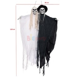 Halloween İskelet Gelin Damat 2li Işıklı Sese Duyarlı 120 Cm - 2