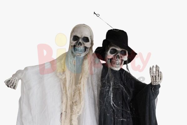 Halloween İskelet Gelin Damat 2li Işıklı Sese Duyarlı 120 Cm - 3