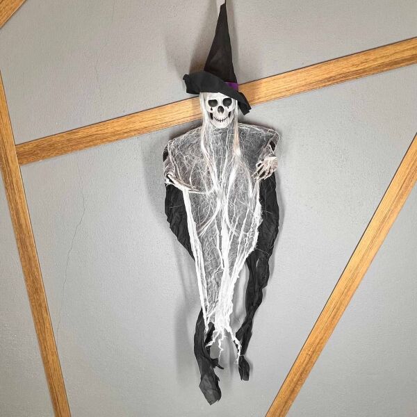Halloween İskelet Korkuluk Şapkalı Saçlı 100 Cm - 3