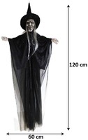 Halloween İskelet Korkuluk Tüllü Işıklı Sesli ve Hareketli 120 Cm Siyah - 3