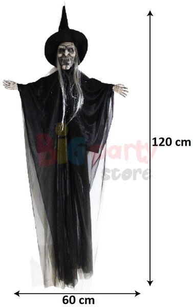 Halloween İskelet Korkuluk Tüllü Işıklı Sesli ve Hareketli 120 Cm Siyah - 3