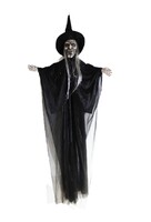 Halloween İskelet Korkuluk Tüllü Işıklı Sesli ve Hareketli 120 Cm Siyah - 2