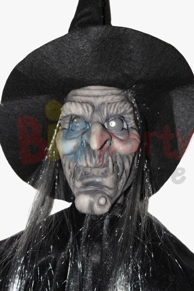 Halloween İskelet Korkuluk Tüllü Işıklı Sesli ve Hareketli 120 Cm Siyah - 5