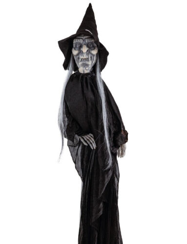 Halloween İskelet Korkuluk Tüllü Işıklı Sesli ve Hareketli 120 Cm Siyah - 