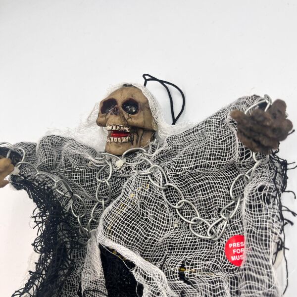 Halloween İskelet Korkuluk Işıklı Sesli 30 Cm Beyaz - 2