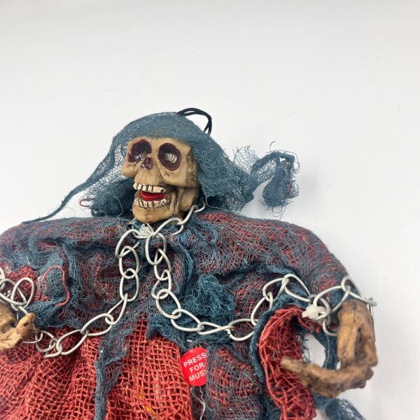 Halloween İskelet Korkuluk Işıklı Sesli 30 Cm Kahverengi - 2
