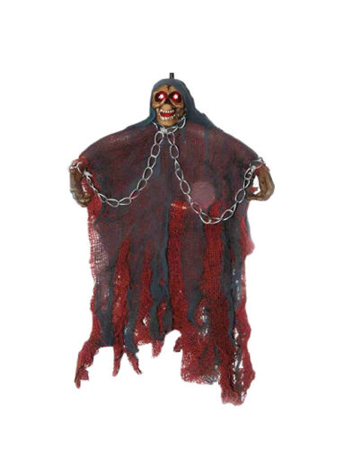 Halloween İskelet Korkuluk Işıklı Sesli 30 Cm Kahverengi - 1