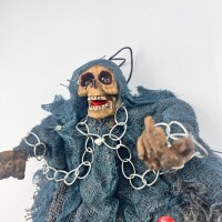 Halloween İskelet Korkuluk Işıklı Sesli 30 Cm Mavi - 2