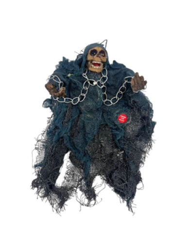 Halloween İskelet Korkuluk Işıklı Sesli 30 Cm Mavi - 