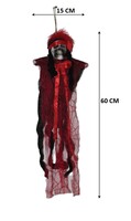 Halloween İskelet Korkuluk Tüllü 60 Cm Kırmızı - 4