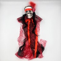 Halloween İskelet Korkuluk Tüllü 60 Cm Kırmızı - 3
