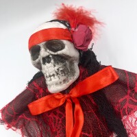 Halloween İskelet Korkuluk Tüllü 60 Cm Kırmızı - 2