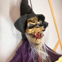 Halloween İskelet Korkuluk Welcome Işıklı Sesli 120 Cm Mor - 2