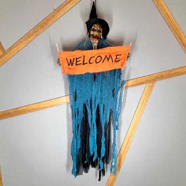 Halloween İskelet Korkuluk Welcome Işıklı Sesli 120 Cm Mavi - 3