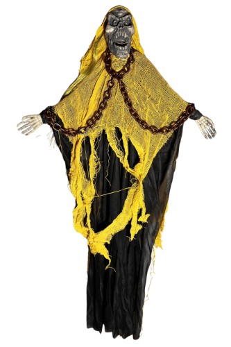 Halloween İskelet Korkuluk Zincirli 100 Cm Pilli Sarı - 