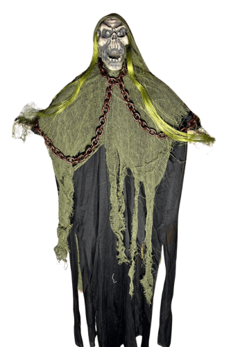 Halloween İskelet Korkuluk Zincirli 100 Cm Pilli Yeşil - 