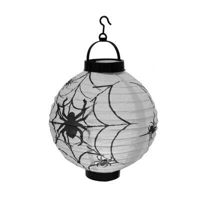 Halloween Japon Feneri Pilli 20 cm Beyaz Örümcek - 