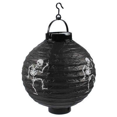 Halloween Japon Feneri Pilli 20 cm Siyah İskelet - 