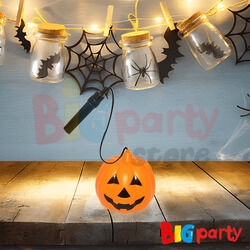 Halloween Bal Kabağı Işıklı Çubuklu Lüks 10 Cm - 1